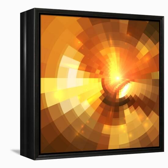 Abstract Orange Shining Circle Tunnel Background-art_of_sun-Framed Stretched Canvas