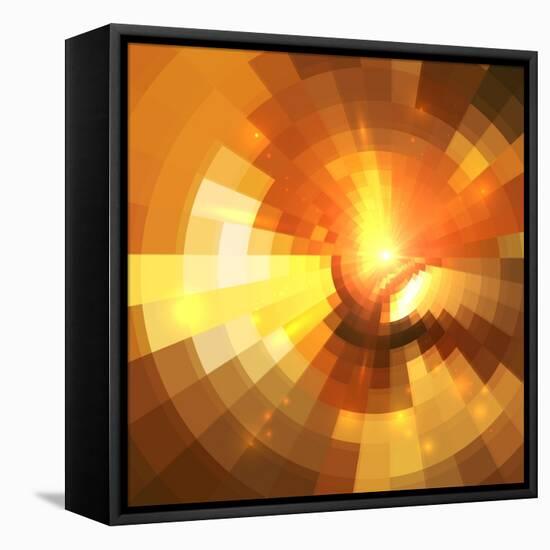 Abstract Orange Shining Circle Tunnel Background-art_of_sun-Framed Stretched Canvas