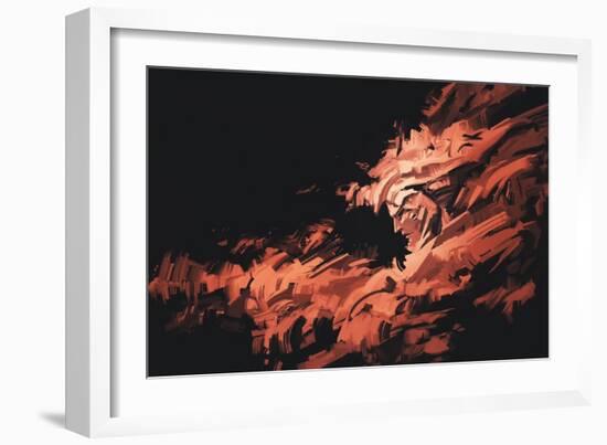 Abstract Painting of Man Face with Brushstrokes ,Illustration-Tithi Luadthong-Framed Art Print