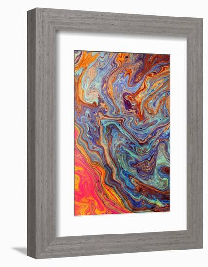 Abstract pattern in oil spilled in small stream, Costa Rica-Adam Jones-Framed Photographic Print