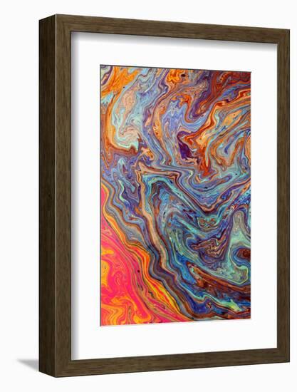 Abstract pattern in oil spilled in small stream, Costa Rica-Adam Jones-Framed Photographic Print