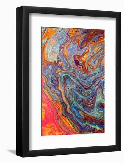 Abstract pattern in oil spilled in small stream, Costa Rica-Adam Jones-Framed Photographic Print