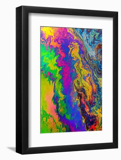 Abstract pattern in oil spilled in small stream, Costa Rica-Adam Jones-Framed Photographic Print