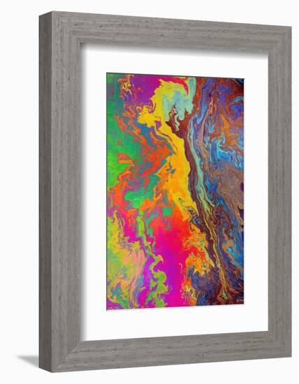 Abstract pattern in oil spilled in small stream, Costa Rica-Adam Jones-Framed Photographic Print