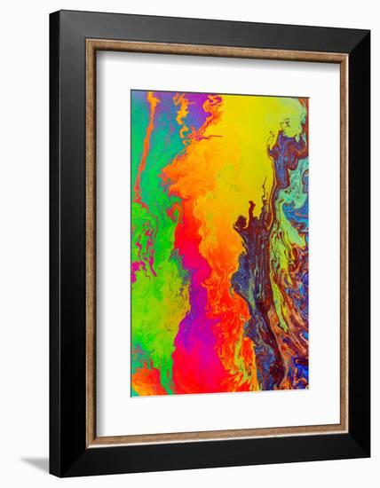 Abstract pattern in oil spilled in small stream, Costa Rica-Adam Jones-Framed Photographic Print