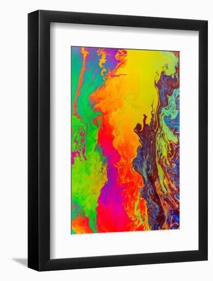 Abstract pattern in oil spilled in small stream, Costa Rica-Adam Jones-Framed Photographic Print