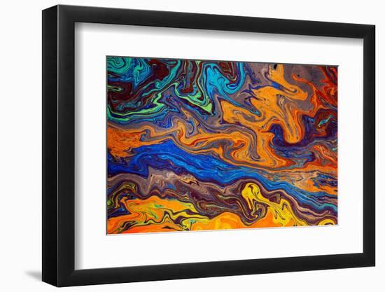 Abstract pattern in oil spilled in small stream, Costa Rica-Adam Jones-Framed Photographic Print