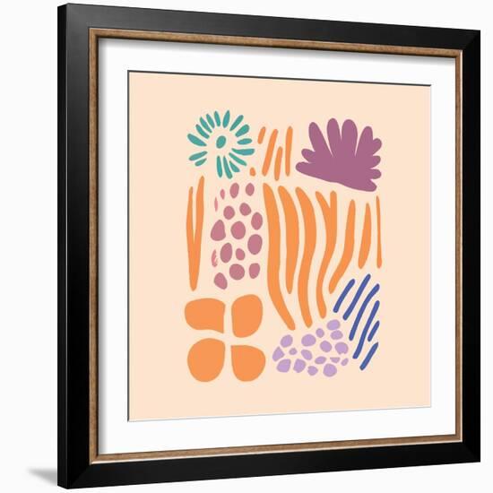 Abstract Pattern Organic Shapes. Modern Matisse Inspired Doodle Elements, Hand Drawn Scribble Set,-Amr Morsi-Framed Photographic Print