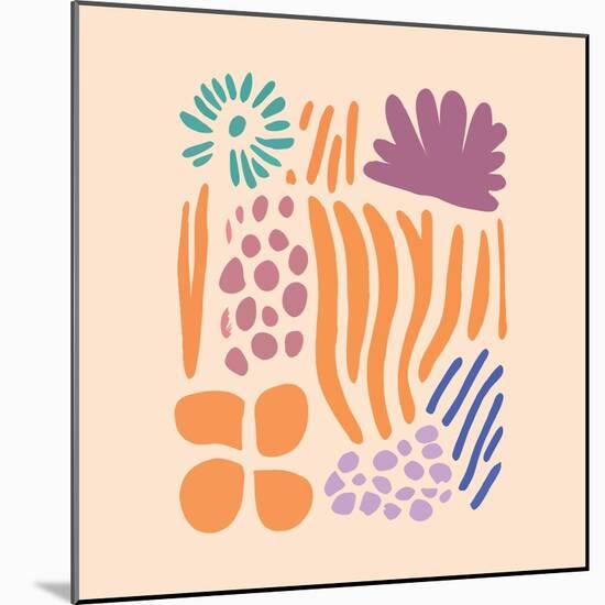 Abstract Pattern Organic Shapes. Modern Matisse Inspired Doodle Elements, Hand Drawn Scribble Set,-Amr Morsi-Mounted Photographic Print