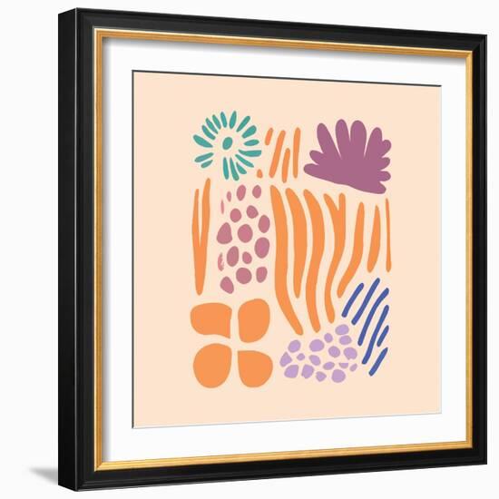 Abstract Pattern Organic Shapes. Modern Matisse Inspired Doodle Elements, Hand Drawn Scribble Set,-Amr Morsi-Framed Photographic Print