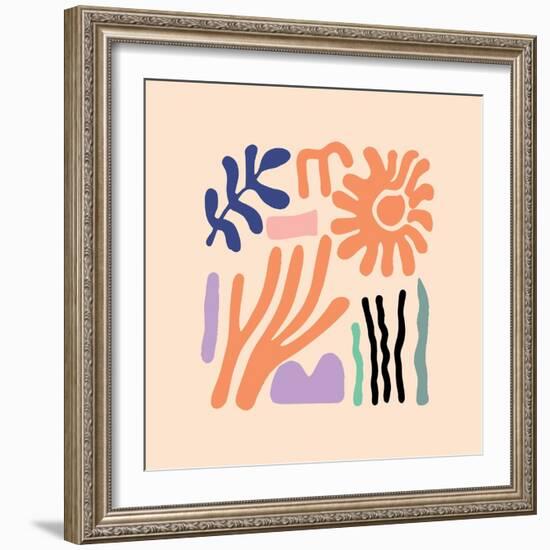 Abstract Pattern Organic Shapes. Modern Matisse Inspired Doodle Elements, Hand Drawn Scribble Set,-Amr Morsi-Framed Photographic Print