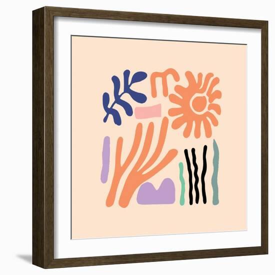 Abstract Pattern Organic Shapes. Modern Matisse Inspired Doodle Elements, Hand Drawn Scribble Set,-Amr Morsi-Framed Photographic Print