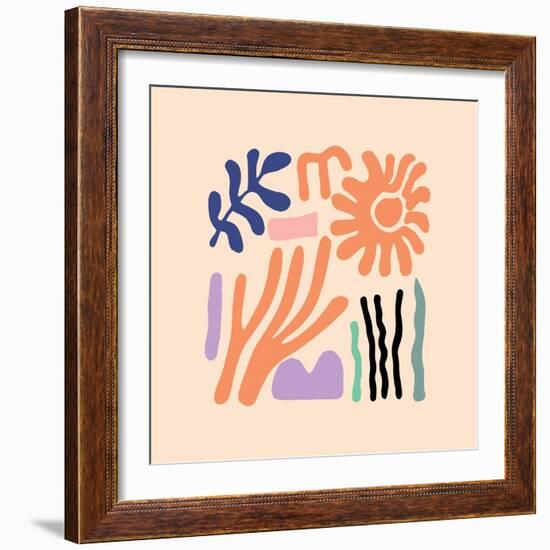 Abstract Pattern Organic Shapes. Modern Matisse Inspired Doodle Elements, Hand Drawn Scribble Set,-Amr Morsi-Framed Photographic Print