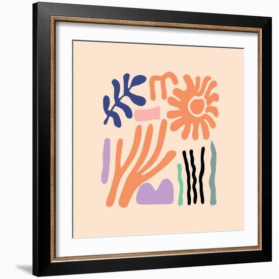 Abstract Pattern Organic Shapes. Modern Matisse Inspired Doodle Elements, Hand Drawn Scribble Set,-Amr Morsi-Framed Photographic Print