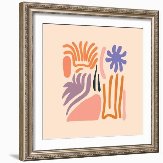 Abstract Pattern Organic Shapes. Modern Matisse Inspired Doodle Elements, Hand Drawn Scribble Set,-Amr Morsi-Framed Photographic Print