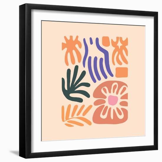 Abstract Pattern Organic Shapes. Modern Matisse Inspired Doodle Elements, Hand Drawn Scribble Set,-Amr Morsi-Framed Photographic Print