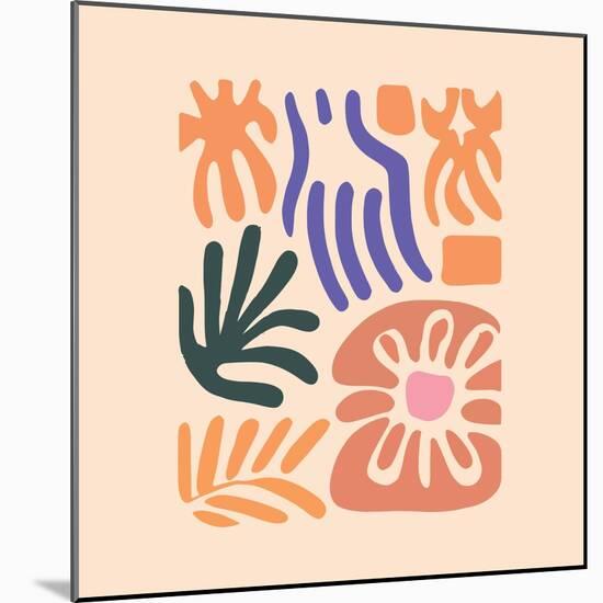 Abstract Pattern Organic Shapes. Modern Matisse Inspired Doodle Elements, Hand Drawn Scribble Set,-Amr Morsi-Mounted Photographic Print