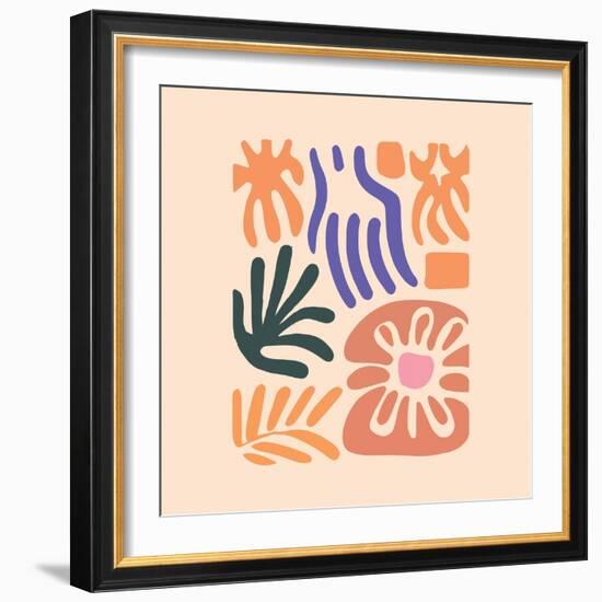 Abstract Pattern Organic Shapes. Modern Matisse Inspired Doodle Elements, Hand Drawn Scribble Set,-Amr Morsi-Framed Photographic Print