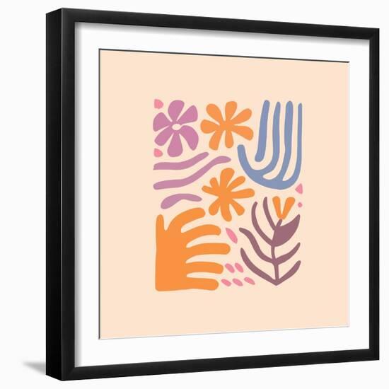 Abstract Pattern Organic Shapes. Modern Matisse Inspired Doodle Elements, Hand Drawn Scribble Set,-Amr Morsi-Framed Photographic Print