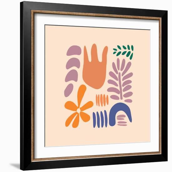 Abstract Pattern Organic Shapes. Modern Matisse Inspired Doodle Elements, Hand Drawn Scribble Set,-Amr Morsi-Framed Photographic Print