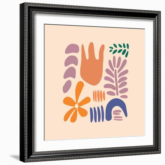 Abstract Pattern Organic Shapes. Modern Matisse Inspired Doodle Elements, Hand Drawn Scribble Set,-Amr Morsi-Framed Photographic Print