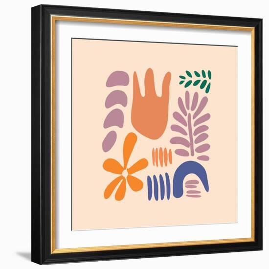 Abstract Pattern Organic Shapes. Modern Matisse Inspired Doodle Elements, Hand Drawn Scribble Set,-Amr Morsi-Framed Photographic Print