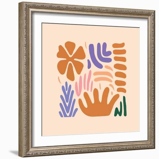 Abstract Pattern Organic Shapes. Modern Matisse Inspired Doodle Elements, Hand Drawn Scribble Set,-Amr Morsi-Framed Photographic Print