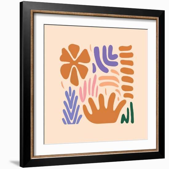 Abstract Pattern Organic Shapes. Modern Matisse Inspired Doodle Elements, Hand Drawn Scribble Set,-Amr Morsi-Framed Photographic Print