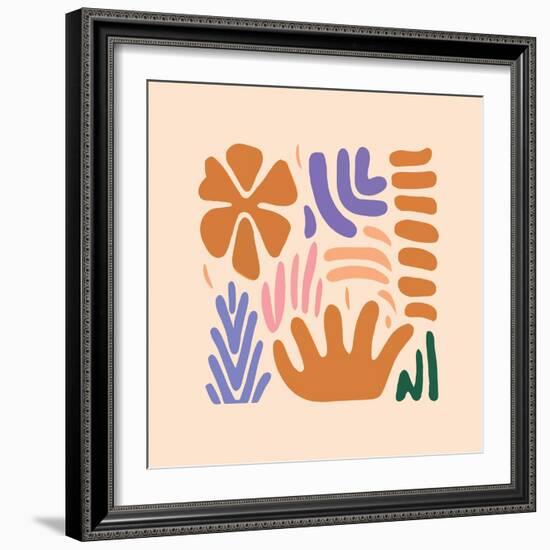 Abstract Pattern Organic Shapes. Modern Matisse Inspired Doodle Elements, Hand Drawn Scribble Set,-Amr Morsi-Framed Photographic Print