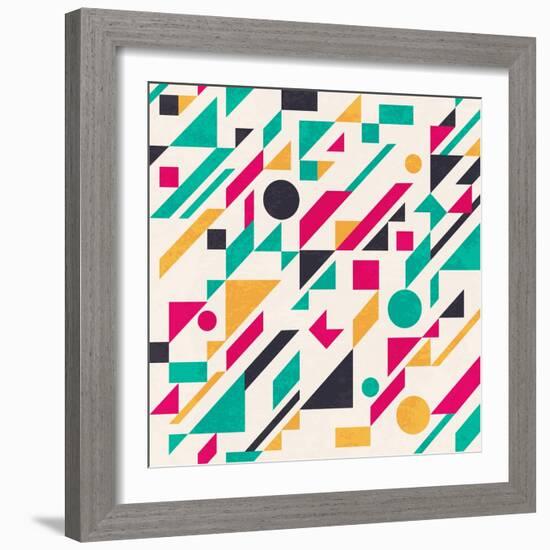 Abstract Pattern with Geometric Shapes-Magnia-Framed Art Print