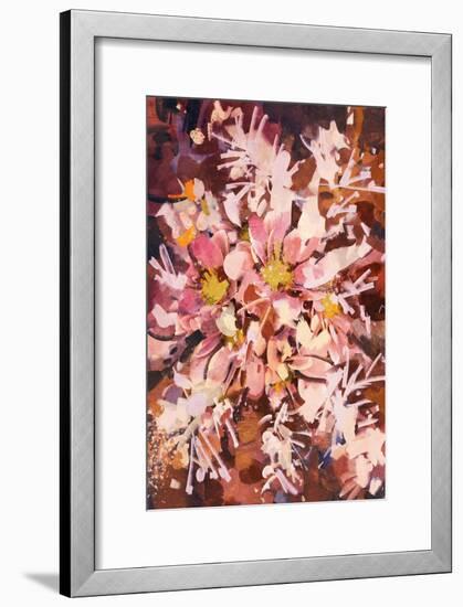 Abstract Pink Flowers Painting,Illustration-Tithi Luadthong-Framed Art Print