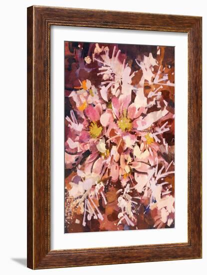 Abstract Pink Flowers Painting,Illustration-Tithi Luadthong-Framed Art Print