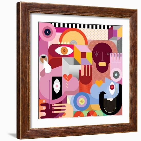 Abstract Portrait of Three People-dan4-Framed Photographic Print