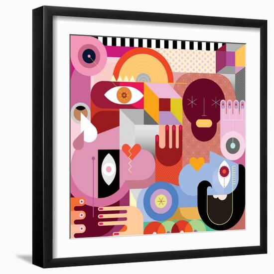 Abstract Portrait of Three People-dan4-Framed Photographic Print