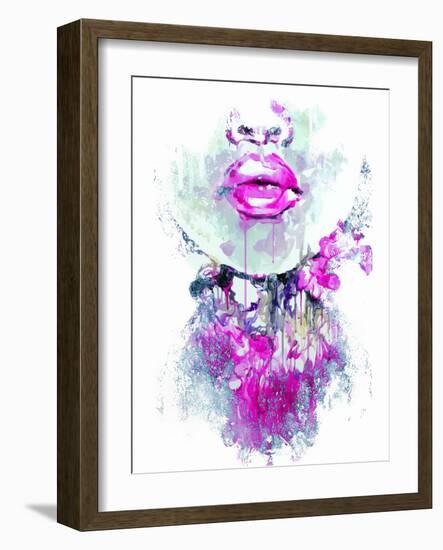 Abstract Print with Female Face and Painted Elements-A Frants-Framed Art Print