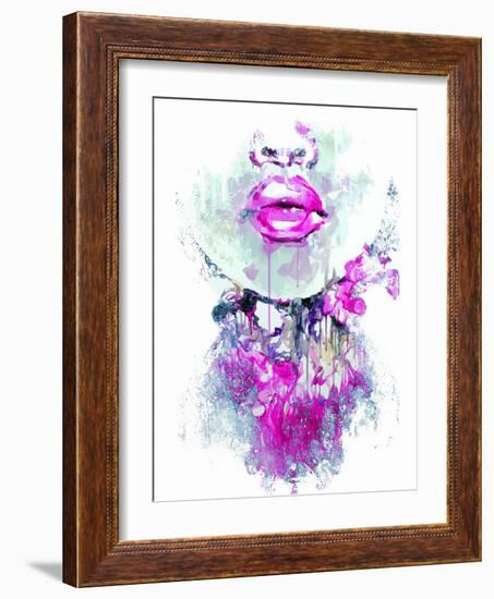 Abstract Print with Female Face and Painted Elements-A Frants-Framed Art Print