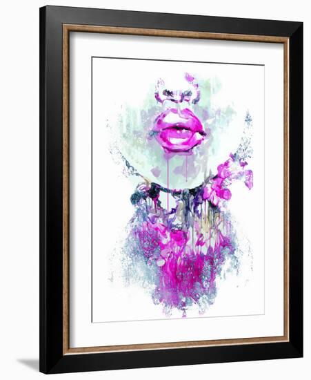 Abstract Print with Female Face and Painted Elements-A Frants-Framed Art Print