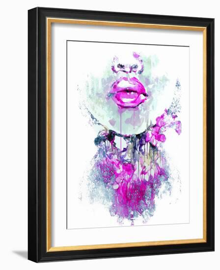 Abstract Print with Female Face and Painted Elements-A Frants-Framed Art Print