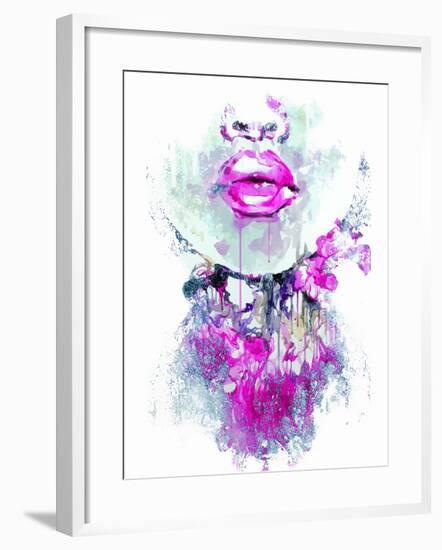 Abstract Print with Female Face and Painted Elements-A Frants-Framed Art Print