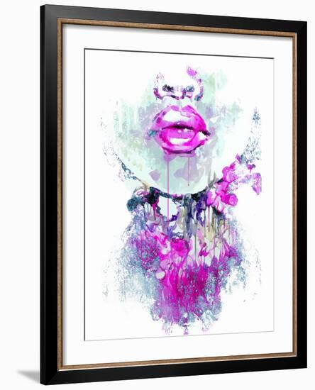 Abstract Print with Female Face and Painted Elements-A Frants-Framed Art Print