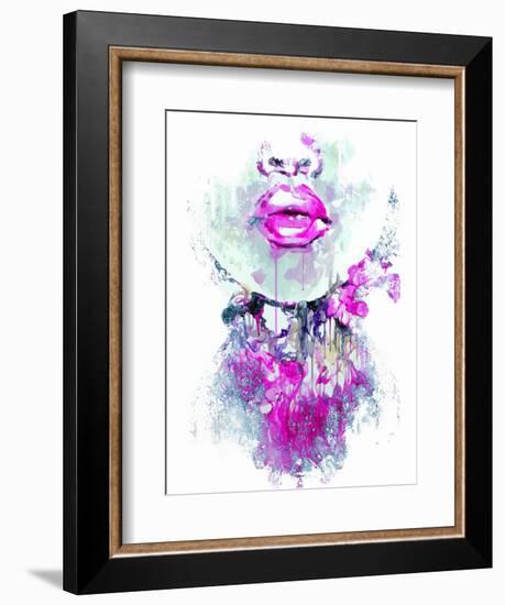 Abstract Print with Female Face and Painted Elements-A Frants-Framed Art Print