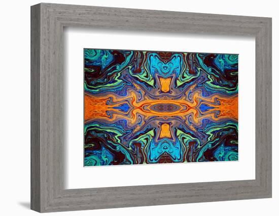 Abstract rainbow pattern of colors in oil spilled in small stream, Costa Rica-Adam Jones-Framed Photographic Print