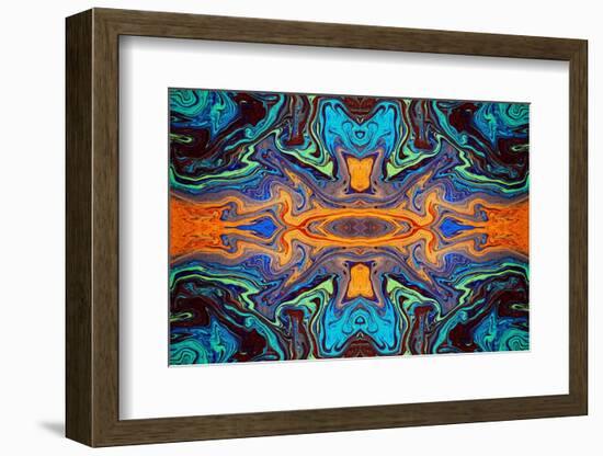 Abstract rainbow pattern of colors in oil spilled in small stream, Costa Rica-Adam Jones-Framed Photographic Print