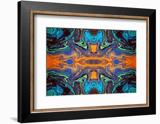 Abstract rainbow pattern of colors in oil spilled in small stream, Costa Rica-Adam Jones-Framed Photographic Print