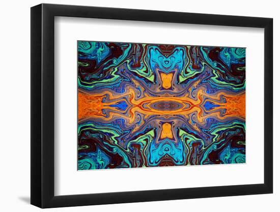 Abstract rainbow pattern of colors in oil spilled in small stream, Costa Rica-Adam Jones-Framed Photographic Print