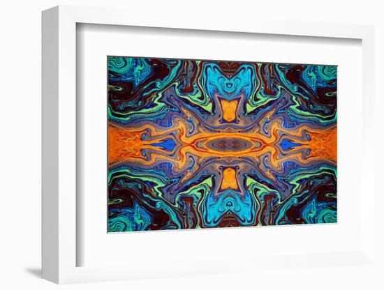 Abstract rainbow pattern of colors in oil spilled in small stream, Costa Rica-Adam Jones-Framed Photographic Print