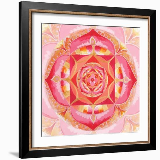 Abstract Red Painted Picture With Circle Pattern, Mandala Of Muladhara Chakra-shooarts-Framed Premium Giclee Print