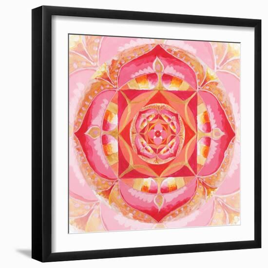 Abstract Red Painted Picture With Circle Pattern, Mandala Of Muladhara Chakra-shooarts-Framed Premium Giclee Print