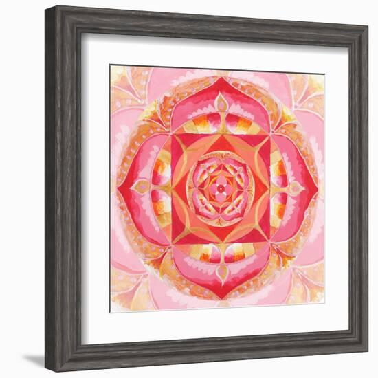 Abstract Red Painted Picture With Circle Pattern, Mandala Of Muladhara Chakra-shooarts-Framed Art Print