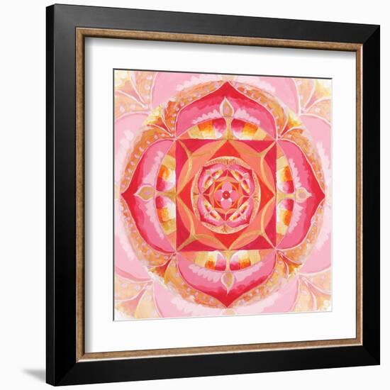 Abstract Red Painted Picture With Circle Pattern, Mandala Of Muladhara Chakra-shooarts-Framed Art Print